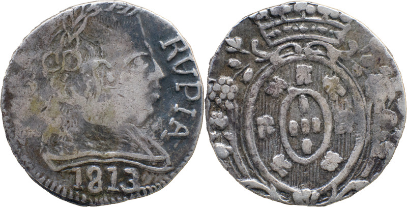 Portuguese India 
 D. João P.R. (1799-1816)
 Rvpia (600 Reis) 1813 Ag Goa 
 A: D...