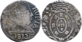 Portuguese India 
 D. João P.R. (1799-1816)
 Rvpia (600 Reis) 1813 Ag Goa 
 A: DGOA RVPIA / 1813 
 R: Shield 
 AG: 18.10 - 11.01g, Very Fine