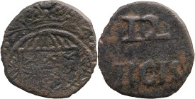 Portuguese India 
 D. João VI (1816-1826) 
 12 Reis AE Januadini 
 A: Shield 
 R: 12 REIS 
 AG: 08.01 - 7.63g, Very Fine