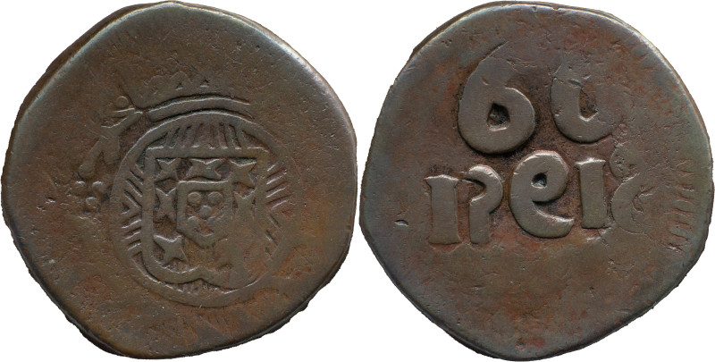 Portuguese India 
 D. João VI (1816-1826) 
 60 Reis AE Goa 
 A: Shield 
 R: 60 R...