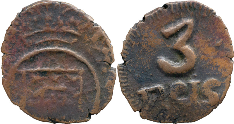 Portuguese India 
 D. João VI (1816-1826) 
 3 Reis N/D AE Daguini 
 A: Shield 
 ...