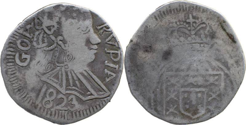 Portuguese India 
 D. Jo&atilde;o VI (1816-1826) 
 Rupia (600 Reis) 1823 Ag Goa ...