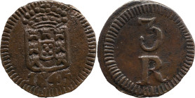 Portuguese India 
 D. Maria II (1834-1853) 
 3 Reis 1846 AE Daguini Goa 
 A: Shield / 1846 
 R: 3 R 
 AG: 02.02 - 2.24g, Very Fine