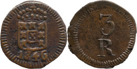 Portuguese India 
 D. Maria II (1834-1853) 
 3 Reis 1848 AE Daguini Goa 
 A: Shield / 1848 
 R: 3 R 
 AG: 02.03 - 1.86g, Extremely Fine