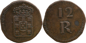 Portuguese India 
 D. Maria II (1834-1853) 
 12 Reis N/D AE Daguini Goa 
 A: Shield 
 R: 12 R 
 AG: 10.01 - 7.93g, Very Fine