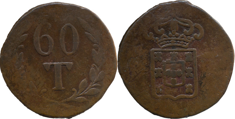 Portuguese India 
 D. Maria II (1834-1853) 
 60 Reis (Tanga) N/D AE Goa 
 A: Shi...