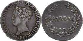 Portuguese India
D. Maria II (1834-1853)
Pardau (300 Reis) 1845 Ag Goa
A: MARIA.II.PORTUG:ET.ALGARB:REGINA / 1845
R: PARDAO
AG: 19.01 - 5.32g, Very Fi...