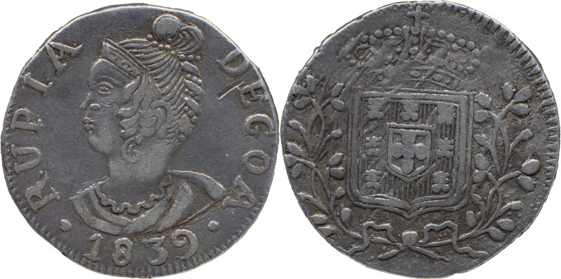 Portuguese India 
 D. Maria II (1834-1853) 
 Rupia (600 Reis) 1839 Ag Goa 
 A: R...