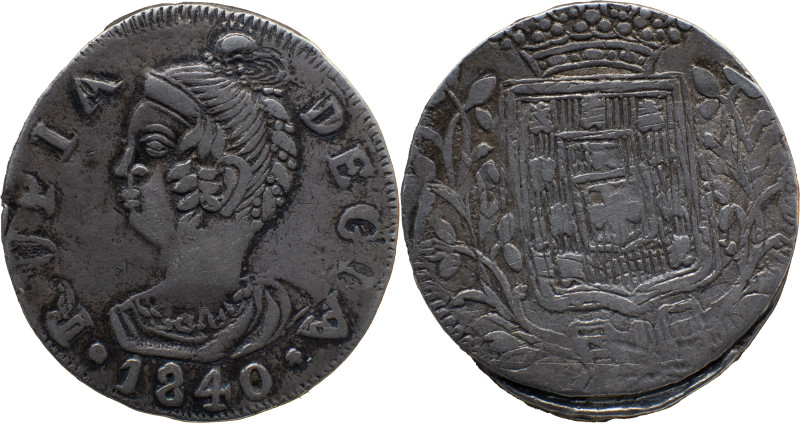Portuguese India 
 D. Maria II (1834-1853) 
 Rupia (600 Reis) 1840 Ag Goa 
 A: R...