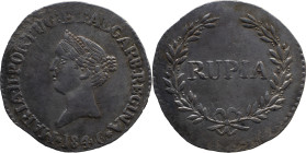Portuguese India 
 D. Maria II (1834-1853)
 Rupia (600 Reis) 1846 Ag Goa, date between stars 
 A: MARIA.II.PORTUG:ET.ALGARB:REGINA / 1846 
 R: RUPIA 
...
