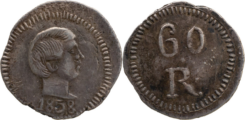 Portuguese India 
 D. Pedro V (1853-1861) 
 60 Reis (Tanga) 1858 Ag Goa 
 A: BUS...