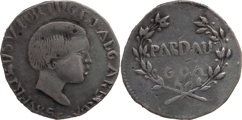 Portuguese India 
 D. Pedro V (1853-1861) 
 Pardau (300 Reis) 1856 Ag Goa 
 A: P...