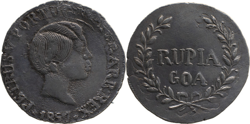 Portuguese India 
 D.Pedro V (1853-1861) 
 Rupia (600 Reis) 1857 Ag Goa 
 A: PET...