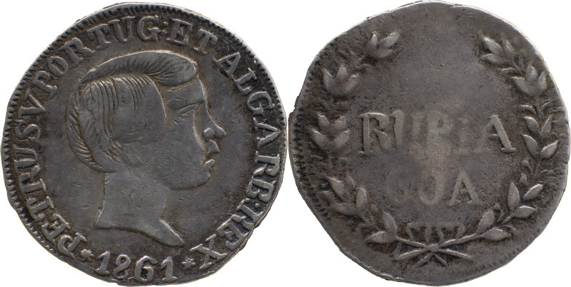 Portuguese India
D. Pedro V (1853-1861)
Rupia (600 Reis) 1861 Ag Goa
A: PETRUS V...