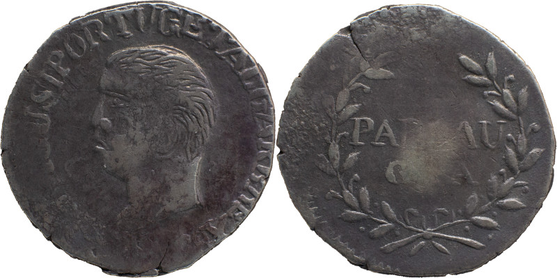 Portuguese India 
 D.Luis I (1861-1889) 
 Pardau (300 Reis) 1868 Ag Goa 
 A: LUD...