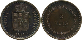 Portuguese India 
 D. Luís I (1861-1889) 
 3 Reis 1871 AE 
 A: INDIA PORTUG: / 1871 
 R: 3 REIS 
 AG: 03.01 1.91g, Good Very Fine