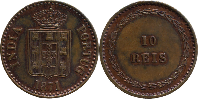 Portuguese India 
 D. Luís I (1861-1889) 
 10 Reis 1871 AE 
 A: INDIA PORTUG: / ...