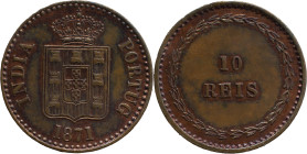Portuguese India 
 D. Luís I (1861-1889) 
 10 Reis 1871 AE 
 A: INDIA PORTUG: / 1871 
 R: 10 REIS 
 AG: 05.01 6.37g, Extremely Fine