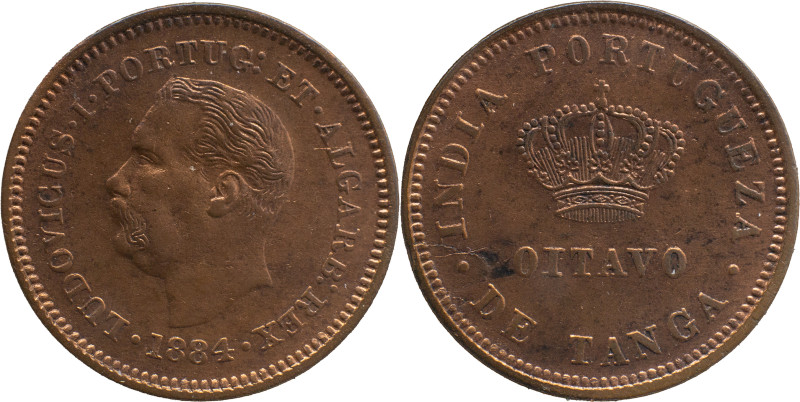 Portuguese India 
 D. Luís I (1861-1889) 
 Oitavo de Tanga 1884 AE 
 A: LUDOVICU...