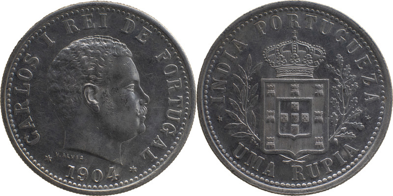 Portuguese India 
 D. Carlos I (1889-1908) 
 Rupia 1904 Ag 
 A: CARLOS I REI DE ...