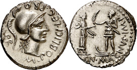 (46-45 a.C.). Cnaeo Pompeyo. Denario. (Spink 1384) (S. 1, como Pompeyo Magno) (Craw. 469/1a). Bella. Muy rara así. 3,75 g. EBC+.
