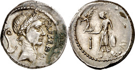 (44 a.C.). Julio César. Denario. (Spink 1407) (S. 34) (Craw. 480/3) . Rara. 3,76 g. MBC+.