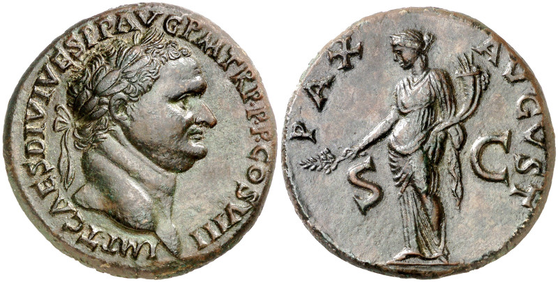 (80-81 d.C.). Tito. Sestercio. (Spink 2527) (Co. 141) (RIC. 498). Muy bella. Rar...