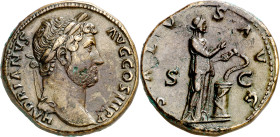 (133-135 d.C.). Adriano. Sestercio. (Spink falta) (Co. 1337) (RIC. 2168). 27,46 g. EBC-.