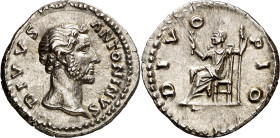 (162 d.C.). Antonino pío. Denario. (Spink 5194) (S. 352) (RIC. 442). Bella. 3,47 g. EBC.