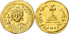 Tiberio II Constantino (578-582). Constantinopla. Sólido. (Ratto 915) (S. 422). Bella. Ex Tkalec & Rauch 25-26/04/1989, nº 490. 4,47 g. EBC/EBC-.
