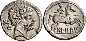 Bolscan (Huesca). Denario. (FAB. 1911) (ACIP. 1417). Atractiva. Ex Colección Numancia, Áureo 07/03/2001, nº 361. 4,08 g. EBC-/EBC.
