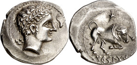 Arsgitar (Sagunt). Dracma. (FAB. 2034) (ACIP. 1967). Ligeramente descentrada, pero bella. Ex Colección Numancia, Áureo 07/03/2001, nº 414. Rara. 2,50 ...
