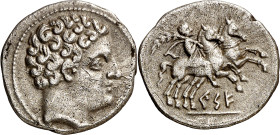 Cese (Tarragona). Denario. (FAB. 2266) (ACIP. 1122). Magnífico ejemplar. Ex Áureo 18/12/2001, nº 340. Rarísima así. 4,06 g. MBC+/EBC-.