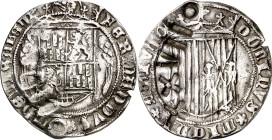 Reyes Católicos. Segovia. 1 real. (AC. 376). Anterior a la Pragmática. Contramarca XXVII en reverso. Muy rara. 2,84 g. MBC.