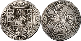 1505. Felipe el Hermoso y Juana. Brujas. 1 real. (Vti. 4) (Vanhoudt 197.BG). Rara. 3,20 g. MBC.