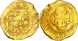 s/d. Juana y Carlos. Sevilla. 1 escudo. (AC. 196). 3,23 g. MBC-.