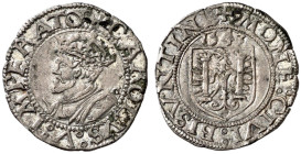 1543. Carlos I. Besançon. 1 carlos. (Vti. 688). Leves manchitas. Brillo original. Ex Áureo & Calicó 15/03/2007, nº 1138. Rara así. 1,11 g. EBC-.