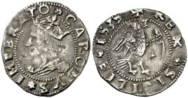 1535. Carlos I. Messina. IP. 1 tarí. (Cru.C.G. 4174j) (MIR. 277/7). Busto a izquierda. Ex Colección Isabel de Trastámara 26/05/2016, nº 118. 2,87 g. M...