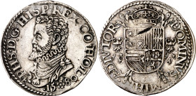 1580. Felipe II. Dordrecht. 1/5 de escudo felipe. (Vti. 928) (Vanhoudt 392). Escasa. 6,68 g. MBC+.