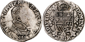 1566. Felipe II. Hasselt. 1/5 de escudo felipe. (Vti. 895) (Vanhoudt 273.HS). Escasa. 6,77 g. MBC-/MBC.