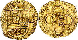 s/d. Felipe II. Sevilla. . 2 escudos. (AC. tipo 257). AU. 6,71 g. MBC+.