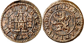 1617. Felipe III. Segovia. 4 maravedís. (AC. 266). Acueducto de 3 arcos. Buen ejemplar. Ex Colección de Cobres, Áureo 22/10/2003, nº 552. Escasa así. ...