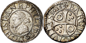 1613. Felipe III. Barcelona. 1/2 croat. (AC. 378) (Cru.C.G. 4342g). Bella. Ex Áureo 17/12/1997, nº 1488. Rara así. 1,64 g. S/C-.