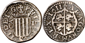 1611. Felipe III. Zaragoza. 1 real. (AC. 575). 3,23 g. MBC-.