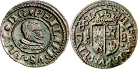 1661. Felipe IV. Segovia. S. 8 maravedís. (AC. 393). Buen ejemplar. Ex Áureo 08/05/2001, nº 4644. 2,13 g. EBC-.