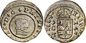 1664. Felipe IV. Córdoba. TM. 16 maravedís. (AC. 445). Ligeramente descentrada. Ex Áureo 20/09/201, nº 1235. 4,20 g. (EBC-).