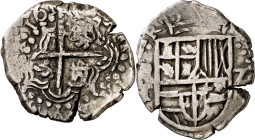 16(...). Felipe IV. Potosí. T. 2 reales. (AC. tipo 239). Escasa. 6,76 g. BC+/MBC-.