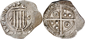 1640. Guerra dels Segadors. Barcelona. 5 sous. (AC. 59) (Cru.C.G. 4532a) (Cru.Segadors 212b, mismo ejemplar). Felipe IV. Fecha perfecta. Cospel irregu...