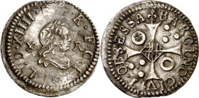 1652. Guerra dels Segadors. Barcelona. 10 rals. (AC. 73) (Cru.C.G. 4531) (Cru.Segadors 236). Lluís XIV. Bella. Muy rara. 2,75 g. EBC.