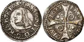 1687. Carlos II. Barcelona. 1 croat. (AC. 210). Escasa así. 2,51 g. MBC+.